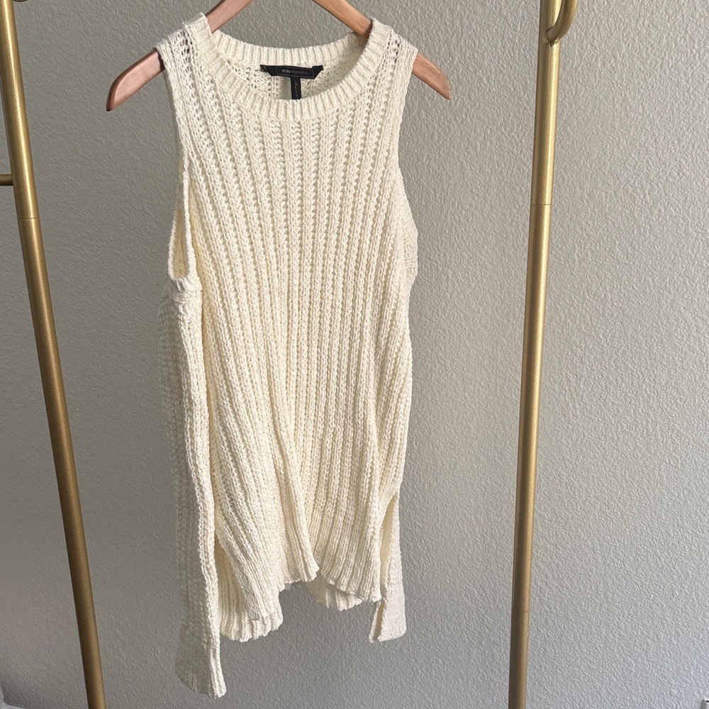 BCBGMaxAzria White Cold Shoulder Sweater